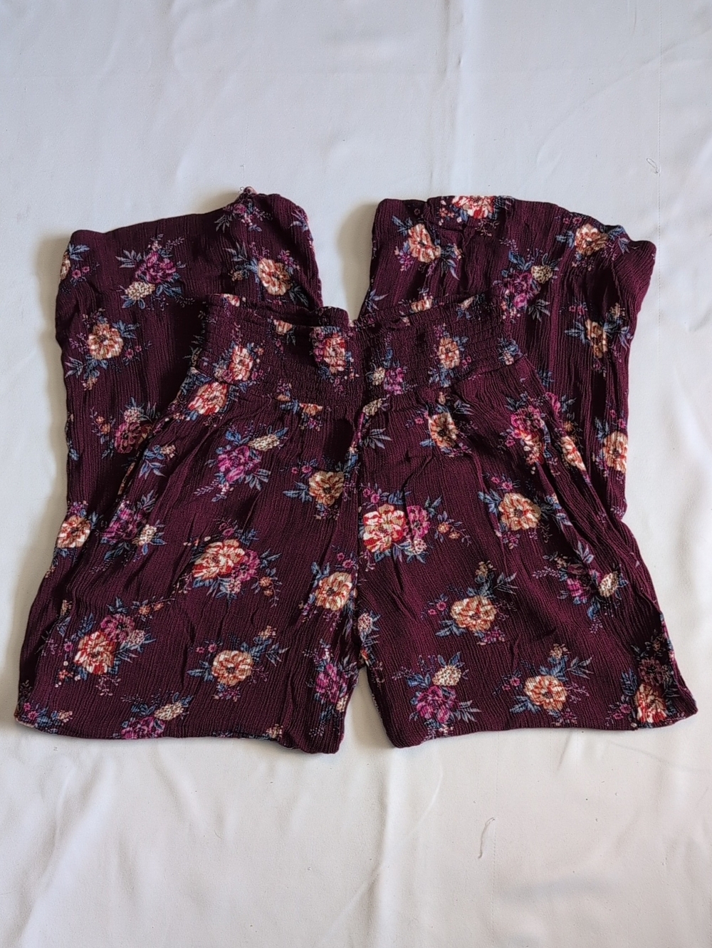 Xhilaration Burgundy Floral Wide Leg Pants